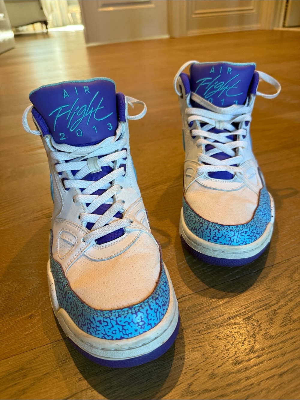 Nike Air Flight 2013 White Purple Blue Athletic Shoes
